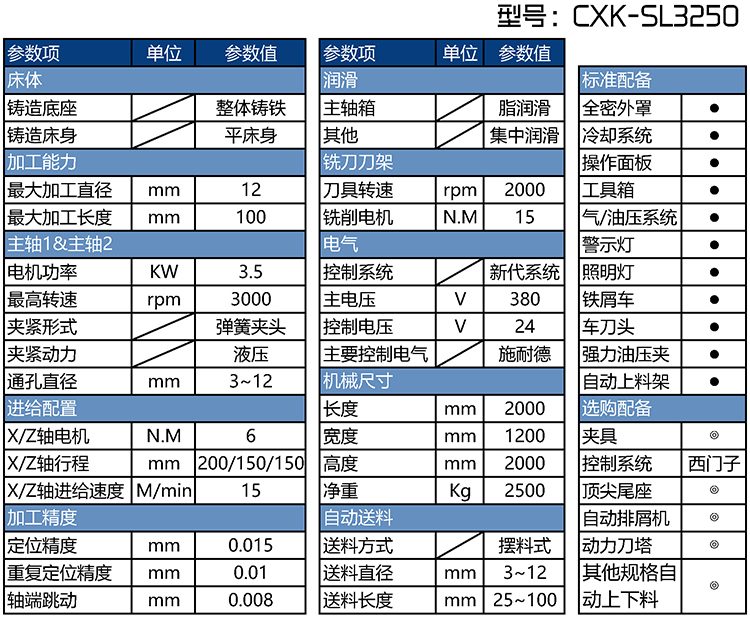 双主轴车铣复合机床参数表